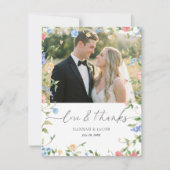 エレガントな野の花の結婚式 サンキューカード (正面)