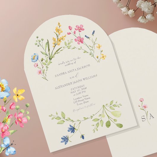 エレガントな野の花の結婚式  招待状