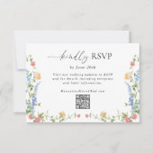 エレガントな野の花の結婚式QRコードRSVPカード 出欠カード (正面)
