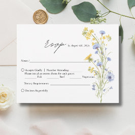 エレガントな野の花の結婚式RSVPカード 出欠カード