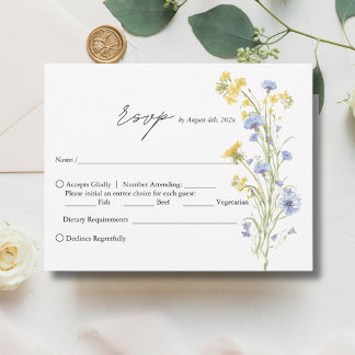 エレガントな野の花の結婚式RSVPカード 出欠カード