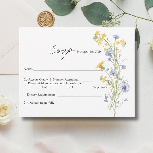 エレガントな野の花の結婚式RSVPカード 出欠カード
