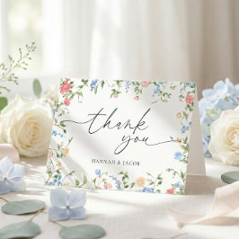 エレガントな野の花の草原の結婚式のお礼カード サンキューカード