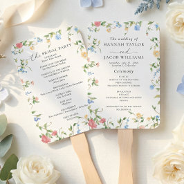 エレガントな野の花の草原の結婚式プログラム ハンドファン