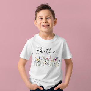 エレガントな野の花の草原 お兄ちゃんベビーシャワー Tシャツ