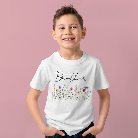 エレガントな野の花の草原 お兄ちゃんベビーシャワー Tシャツ