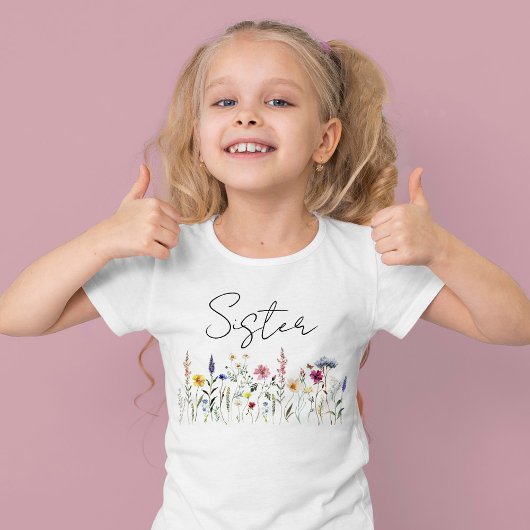 エレガントな野の花の草原 お姉ちゃんベビーシャワー Tシャツ