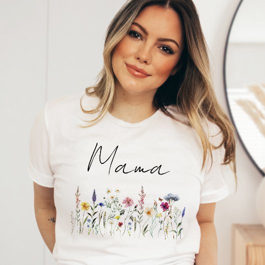 エレガントな野の花の草原 ママ 産前パーティー Tシャツ
