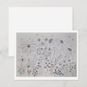 エレガントな野の花の草原 ラインアート 案内状 (正面/裏面)