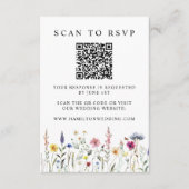 エレガントな野の花の草原QRコード結婚式RSVP エンクロージャーカード (正面)