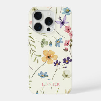 エレガントな野の花+フラワー+フラワーモチーフのカスタムデザイン iPhone 15 PROケース