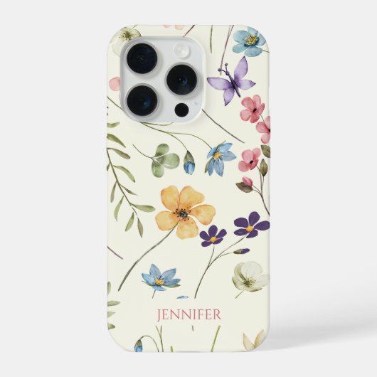 エレガントな野の花+フラワー+フラワーモチーフのカスタムデザイン iPhoneケース (裏面)