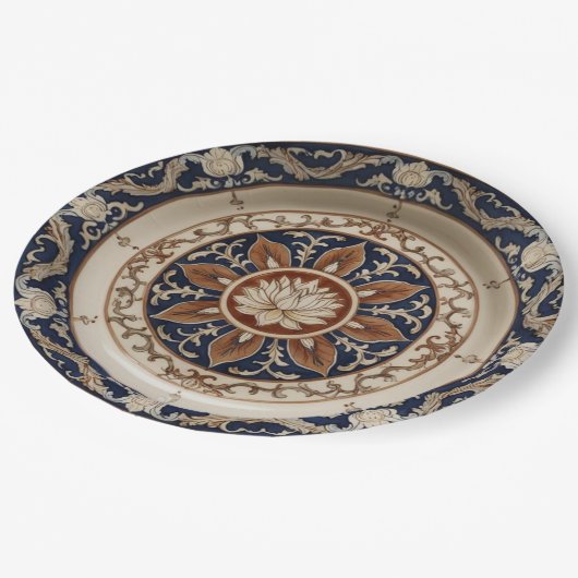 エレガントな野の花 フローラル ヴィクトリアン セラミック ウェディン ペーパープレート (アングル)