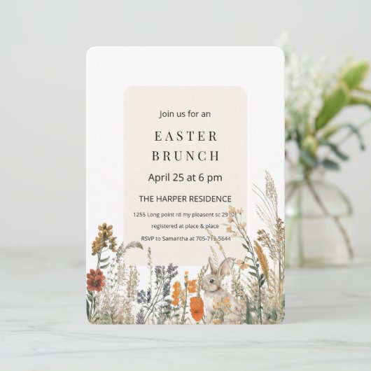 エレガントな野生の花のイースター・ブランチ | 春 招待状 (スタンド正面)