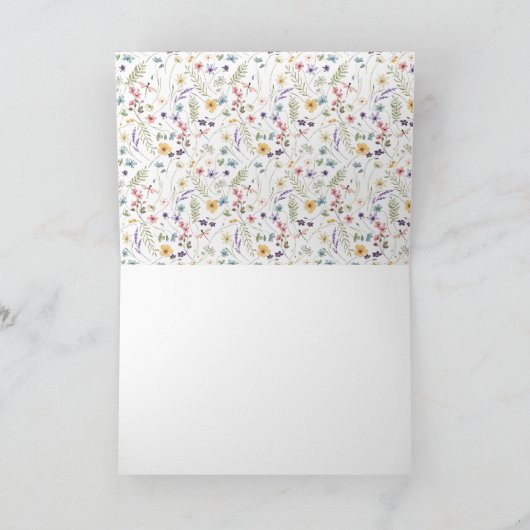 エレガントな野生の花のカリグラフィーブライダルシャワー サンキューカード (内部)