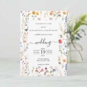 エレガントな野生の花のタイポグラフィー結婚式 招待状 (スタンド正面)