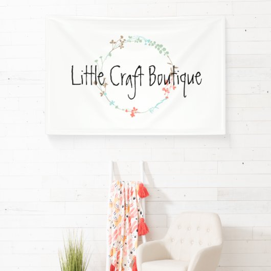 エレガントな野生の花のラインアートの花輪 横断幕 (インサイチュ)