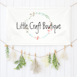 エレガントな野生の花のラインアートの花輪 横断幕