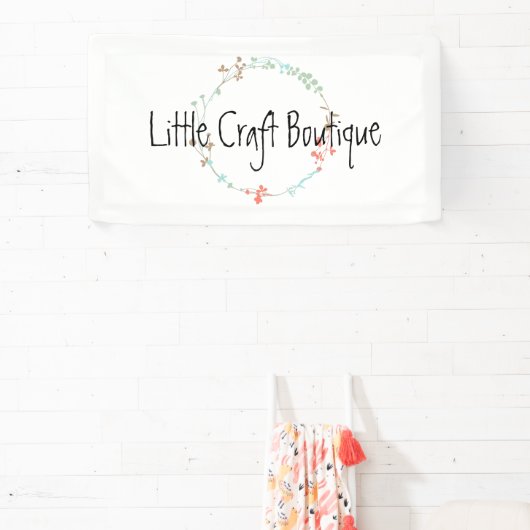 エレガントな野生の花のラインアートの花輪 横断幕 (インサイチュ)