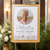 エレガントな野生の花の写真による生命の祝い ポスター