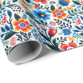 エレガントな野生の花の植物パターン ラッピングペーパー (ロールコーナー)