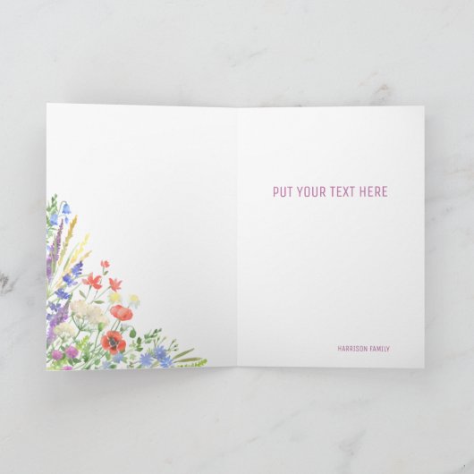 エレガントな野生の花の植物学的なバレンタインデーのホリデー カード (内部)