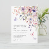エレガントな野生の花の水彩画の花のウェディング 招待状 (スタンド正面)