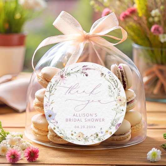 エレガントな野生の花の水彩花のブライダルシャワー ラウンドシール