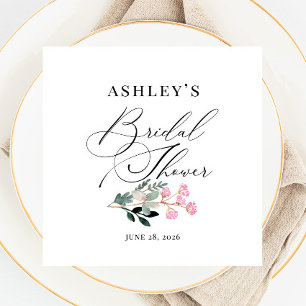 エレガントな野生の花の開花水彩画 ブライダルシャワー スタンダードカクテルナプキン