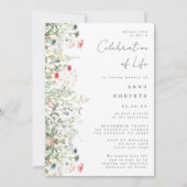 エレガントな野生の花畑での生命のお祝い 招待状 (正面)