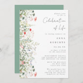 エレガントな野生の花畑での生命のお祝い 招待状 (正面/裏面)