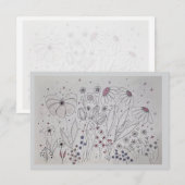 エレガントな野生の花畑の結婚式 出席確認カード 出欠カード (正面/裏面)
