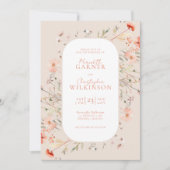 エレガントな野生の花 ピンクの結婚式招待状 招待状 (正面)