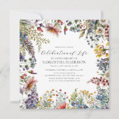 エレガントな野生の花　生命のお祝い 招待状 (正面)