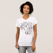 エレガントな野生の馬の女性用Tシャツ - 芸術的な馬のイラスト Tシャツ (正面フル)
