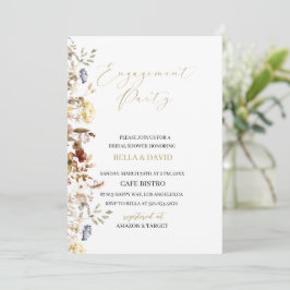 エレガントな野生花の花の婚約招待状 招待状