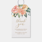 エレガントな金と桃の花の結婚式の好意タグ ギフトタグ (正面)