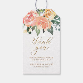 エレガントな金と桃の花の結婚式の好意タグ ギフトタグ