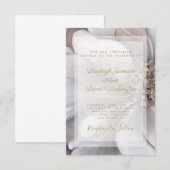 エレガントな金と銀の花のウェディング招待状 招待状 (正面/裏面)