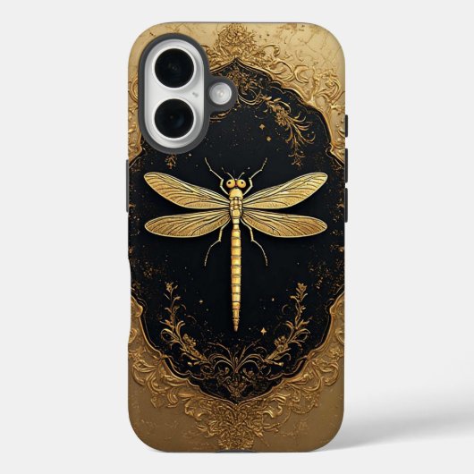 エレガントな金のトンボのイラスト Case-Mate iPhoneケース (裏面)