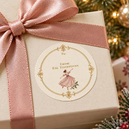 エレガントな金の指輪 クリスマスギフト用ラベル ラウンドシール
