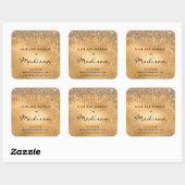 エレガントな金の金属輝きのドリップヘアとメイクアップ スクエアシール (シート)