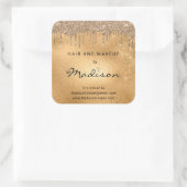 エレガントな金の金属輝きのドリップヘアとメイクアップ スクエアシール (バッグ)