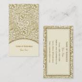 エレガントな金ゴールドおよび白いペイズリーのダマスク織 名刺 (正面/裏面)