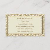エレガントな金ゴールドおよび白いペイズリーのダマスク織 名刺 (裏面)