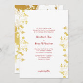 エレガントな金ゴールドおよび白い桜オリエンタル 招待状 (正面/裏面)