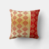 エレガントな金ゴールドおよび赤いダマスク織のデザイン クッション (裏面)