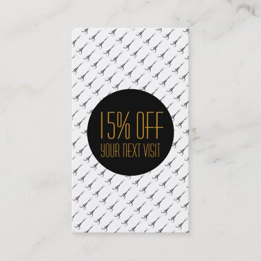 エレガントな金ゴールドのはさみ-美容師-割引 割引カード (正面)