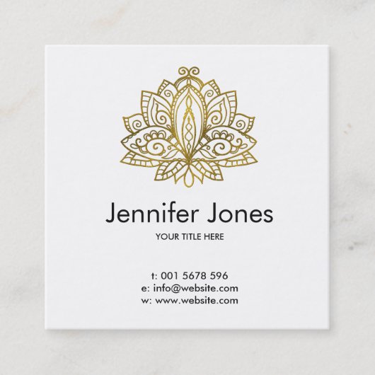 エレガントな金ゴールドのはす スクエア名刺 (正面)