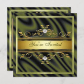 エレガントな金ゴールドのオリーブ色の絹またはサテンの招待状Te 招待状 (正面/裏面)